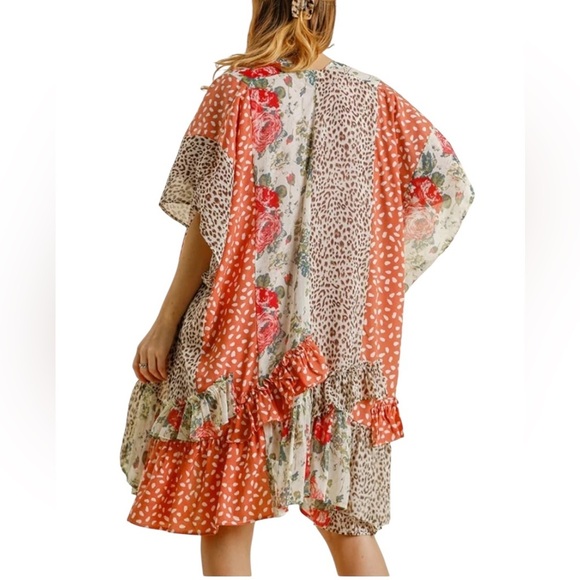 Umgee Floral  Animal Print Open Front Kimono Size S/M. E89 - Picture 1 of 15